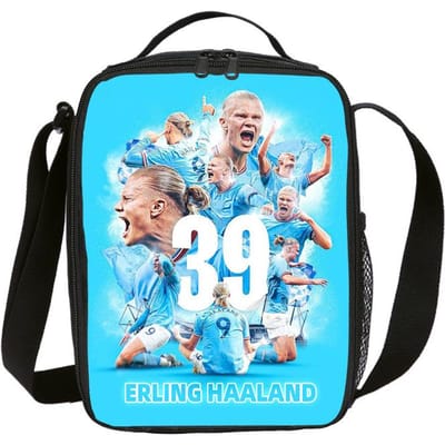 Geïsoleerde Lunchtas Haaland Voetbalster Lunchcontainer Lekvrije Tote Lunchbox Voetbal Sport Voedselopbergzakken Thermische Tas