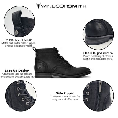 Windsorsmith Zwart Leren Chelsea Enkellaarzen - Sergio