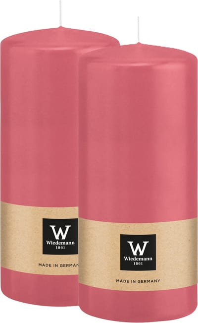 Wiedemann Cilinderkaars/stompkaars - 2x - roze - 15 x 7 cm - 63 branduren - zuilkaarsen