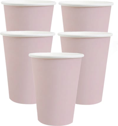 Santex feest/verjaardag bekertjes - 20x stuks - karton - lichtroze - 270 ml