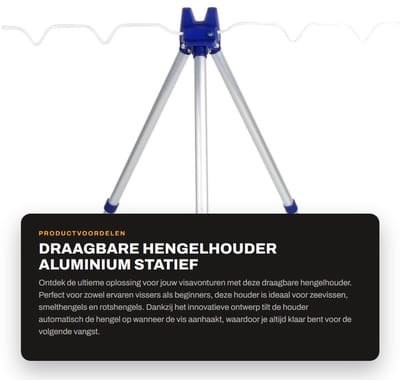 Dailygoods- Hengelhouder Draagbaar - Aluminiumlegering - Opvouwbaar - Voor 5 Hengels - 120 cm - Comfortabel en Duurzaam - Vishengelstandaard