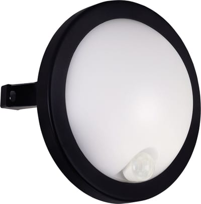 TRYTON - Led plafond of wandlamp - Buiten - Rond - met PIR Sensor - 11w - 4000K Daglicht wit - 1100 Lumen - IP65 - Zwart