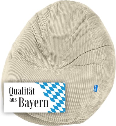 Grote beige zitzak voor binnen met wasbare hoes en vulling