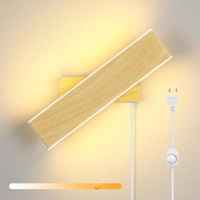 Wandlamp Binnen met Snoer - Wandlamp met Stekker voor Binnen - met Dimbare Schakelaar - Industrieel en Vintage - Slaapkamer Bedlampje Binnenlamp