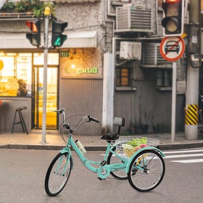 Driewieler Vouwbaar - Driewieler Volwassenen - Boodschappen Doen - 7 Versnellingen - 24 Inch - Turquoise