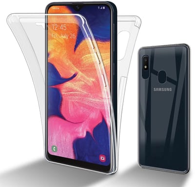 Cadorabo Hoesje geschikt voor Samsung Galaxy A10e / A20e in TRANSPARANT - 360° Full Body Case Cover Beschermhoes Voor- en achterbescherming, all-round bescherming met displaybescherming