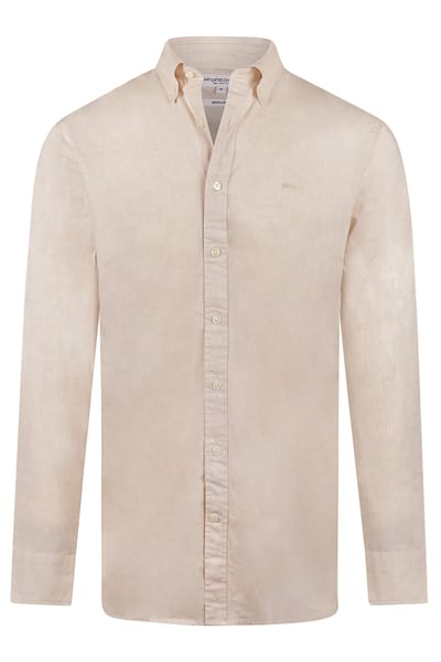 McGregor Cotton/linnen Shirt Kit Maat: M | Casual Overhemden Outlet | Heren | Beige