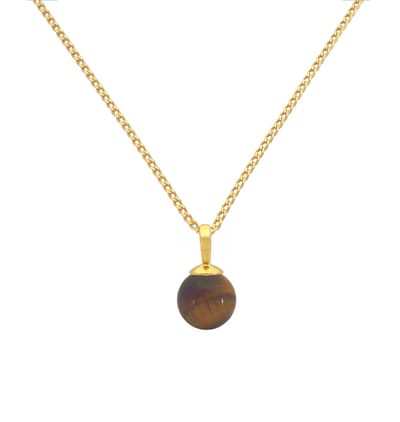 ARLIZI 2119 Ketting tijgeroog hanger - verguld - 46 cm