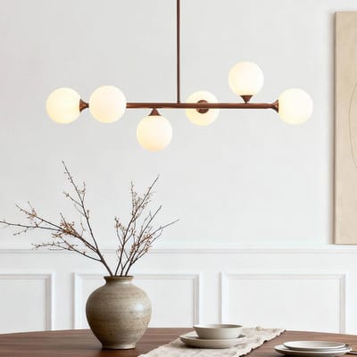 LumenXL Design hanglamp Aster - bruin - melkwit glas, 6-lichts
