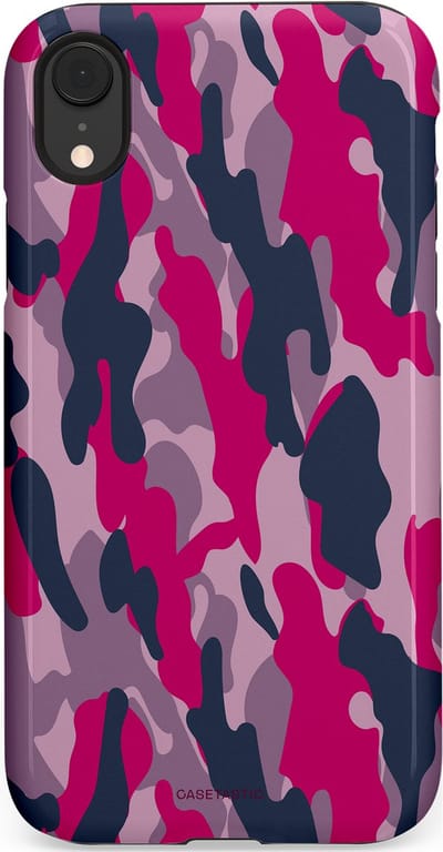 Casetastic hoesje geschikt voor Apple iPhone XR - Dubbellaagse bescherming - Urban Pink Camo - Fashion Case - Lila Roze Donkergrijs Grijs
