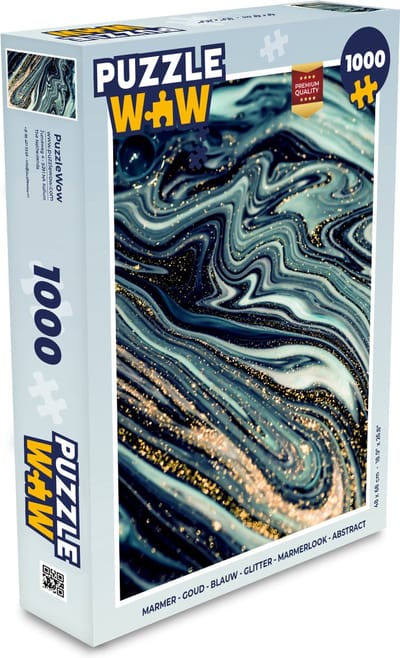Puzzel Marmer - Goud - Blauw - Glitter - Marmerlook - Abstract - Legpuzzel - Puzzel 1000 stukjes volwassenen