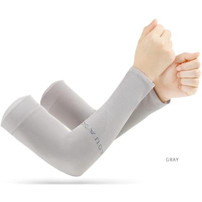 Anti-UV Armhoezen voor Mannen Vrouwen Fietsen Vingerloze Handschoenen Zomer Sport IJszijde Koel Sjaal Zijde Elastische Armhoezen Rijden One Size
