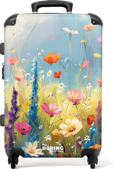 NoBoringSuitcases.com® - Koffer groot - Rolkoffer lichtgewicht - Kleurrijke bloemen - Reiskoffer met 4 wielen - Grote trolley XL - 20 kg bagage