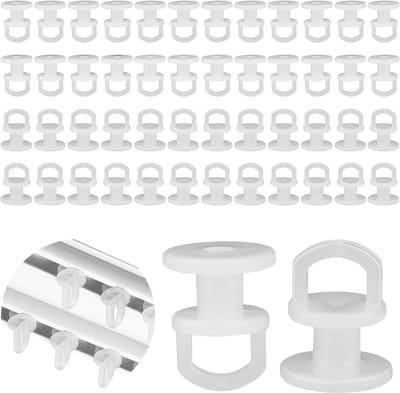 50 Stuks - Gordijnringen - Gordijn Haken - decoratieve raambekleding runners - Extra Sterke Gordijnhaken - Gordijn clips - Badkamerhaken - Kunststof -Wit