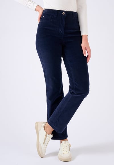 Damart - Fluwelen milleraies broek Perfect Fit by Damart - Dames - Blauw - 52