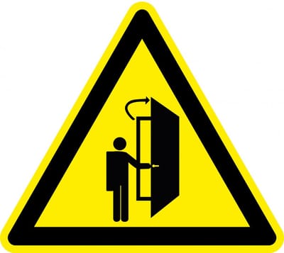 Pas op voor openslaande deur sticker 50 mm - 10 stuks per kaart