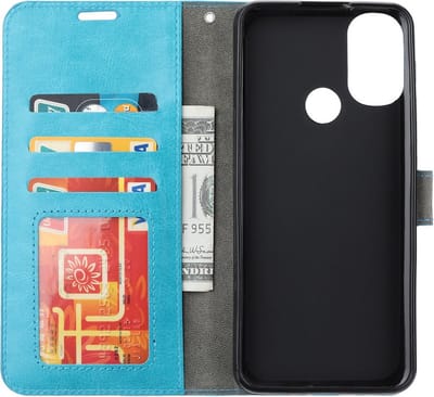 LuxeBass Hoesje geschikt voor Motorola Moto G82 5G - Boekhoesje - Turquoise - Portemonneehoesje gsm hoesje - telefoonhoes - telefoonhoesjes