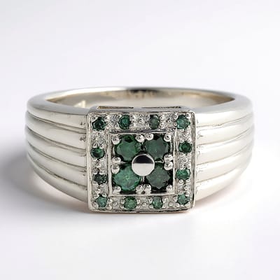 Cavill - Zilveren Herenring Platina Geplateerd - Fancy Diamanten 0,42 ct Ronde Briljant - Luxe Robuuste Ring - Tijdloos Elegant Sieraad