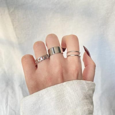 Zovoli Punk Coole Hiphop Ketting Ringen Meerlaags Verstelbare Open Vingerringen Set Legering Mannen Ringen Voor Vrouwen Feest Cadeau Sieraden Resizable beige