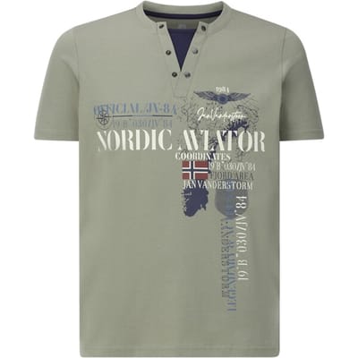Jan Vanderstorm herren T-Shirt - 56/58 - olijf - Plus Size