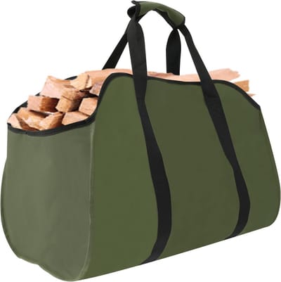 Waterdichte Brandhouttas voor Binnen en Buiten - Handige Mand voor Camping en Tuin - 60 x 34 x 40 cm - Legergroen
