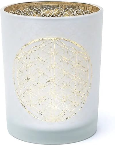 Yogi & Yogini - Sfeerlicht - matglas/metallic - Bloem des Levens - 10 cm x 12,5 cm