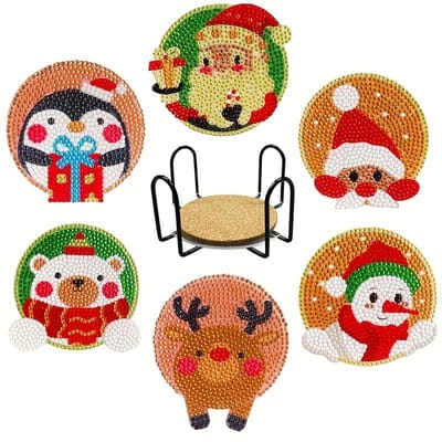 1 set, Dessous de verre Peinture Diamant, Fait main DIY Rond Acrylique Point Diamant Tapis Isolant Thermique, Dessous de verre Antidérapants à Fond en Liège B
