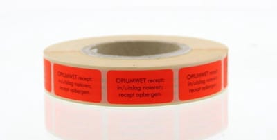 Spruyt Hillen Sticker opiumwet recept 1000 stuks