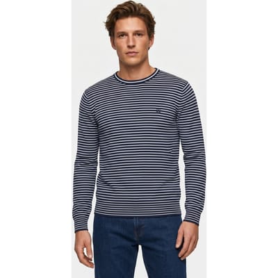 Brooks Brothers Striped Crewneck Cotton Blue Maat: S | Sweaters Outlet | Heren | Blauw