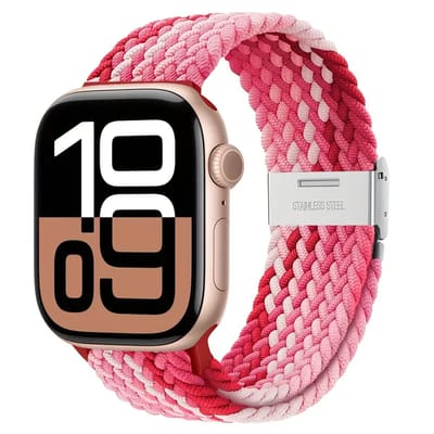 Watch band - geweven in de kleur gemengde kleuren 5 - 42/44/45/46/49mm - Nylon bandje geschikt voor Apple Watch - Geschikt als Apple watch bandje voor Series 1/2/3/4/5/6/7/8/9/10/SE/Ultra