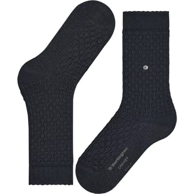 Burlington Orkney eenkleurig katoen wol sokken dames blauw - maat 36-41
