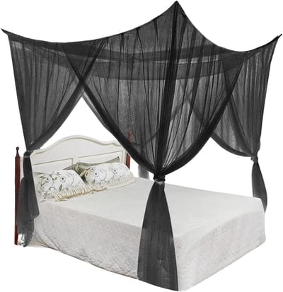 Grote Mosquito Net voor Bed - Insectenwerend Vliegennet van Fijn Gaas voor Tweepersoons- en Eenpersoonsbed 210 x 190 x 240 cm Zwart