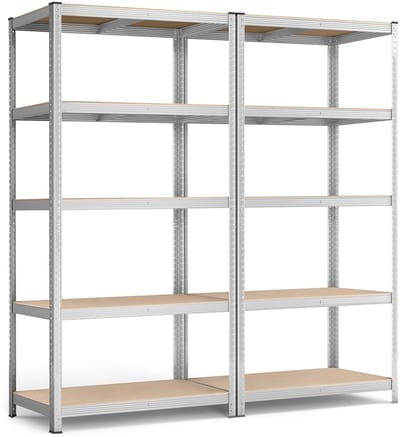 Opbergrek 2-delige set staand opbergrek met 5 lagen planken, stevig metalen frame, elke plank kan tot 120 kg dragen, geschikt voor garage, kelder en keuken, 50 x 100 x 200cm, zilver .