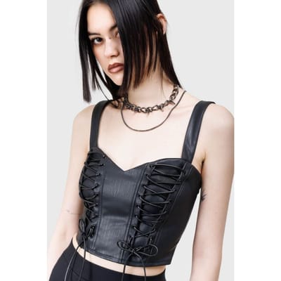 KIHILIST by KILLSTAR - Gothic Top - Nyxian Corset - S tot XXL - voor Vrouwen - zwart