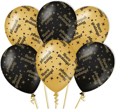 BTH - Helium Ballonnen - Geslaagd - Goud - Zwart - Ballonnen - Verjaardag - Versiering - Decoratie - Feestartikelen - 6st