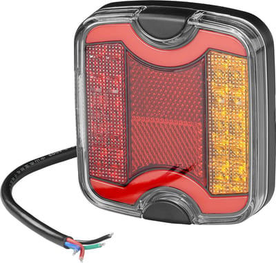 Achterlicht Voertuig Rechts - 4 functies - 105 x 95 mm - Verlichting LED + GLOW - Achterlicht Aanhangwagen