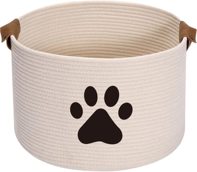 Hondenspeelgoed opbergmand, speelgoedmand voor honden, opbergmand van katoenen touw, ideaal voor het organiseren van huisdierspeelgoed, huisdierbenodigdheden, dekens, beige