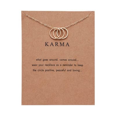 Bixorp Luck Geluksketting met Drie Verbonden Ringen - Afscheidscadeau - Cadeau voor Haar / Dames / Vriendin / Mama / Vrouwen - Ketting met Karma Ring Hanger