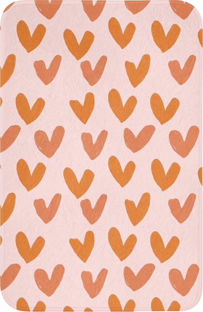 WC mat 40x60 cm - Antislip - Hartjes - Getekend - Oranje - Toiletmat - Vloermat - Douchemat - Toilet tapijt - Toiletmatten