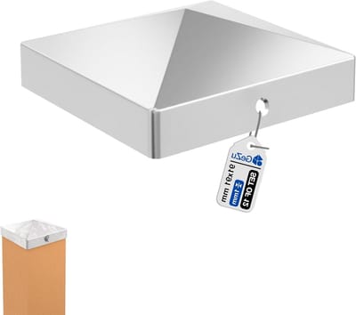 GeZu Impex Paalkappen Roestvrij staal Set van 12 91 x 91 mm afdekkap afdek palen kapjes voor schuttingpalen