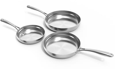 Safecourt Kitchen 3-delige RVS koekenpan Pannenset - Ø 20, 24, 28 cm Pannen - Inductie, Elektrisch, Keramisch & Gas - PFAS & PTFE vrij