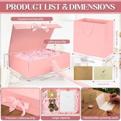 Roze geschenkdoos met magnetische sluiting en accessoires
