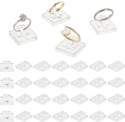 SnelShoppen - 30 Stuks Acryl Ring Display Houder, Transparante Sieraden Display Blokken voor Sieradenopslag, Trouwringen Display voor Thuis en Winkels
