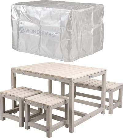 WONDERMAKE® Design kinderzitgroep buiten tuin hout met hoes, kinderzitgroep binnen picknickgroep vanaf 3 jaar, beige grijs