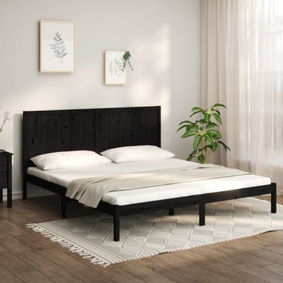 vidaXL - Bedframe - massief - grenenhout - zwart - 200x200 - cm