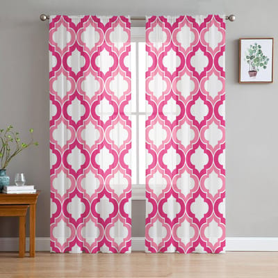 Roze Marokko Transparante Gordijnen voor Woonkamer Decoratie Raamgordijnen voor Keuken Tule Voile Organza Gordijnen W135 x H160cm x1