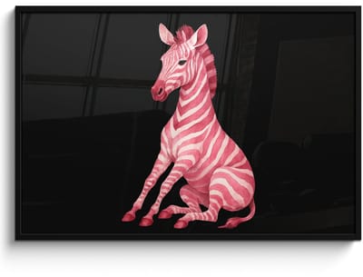 Poster in lijst - Fotolijst 120x80 cm - Posters - Zebra - Roze - Gestreept - Posterlijst zwart - Decoratie - Wanddecoratie woonkamer - Muurdecoratie slaapkamer