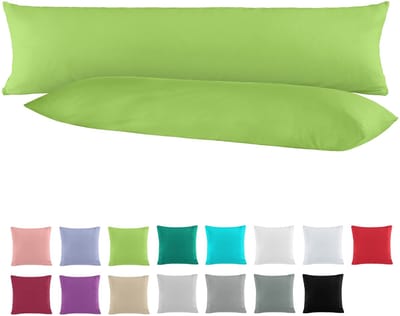 Dailygoods - Dubbelpak kussensloop - Zijslaapkussen - 100% katoen - Groen - Voor zwangerschapskussen - 40 x 145 cm