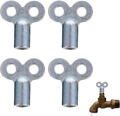 Radiator Vent Wrench - Universele Sleutel - Verwarmingssystemen Ontluchten - Robuuste Zinklegering - 4 Stuks - Zilverkleurig