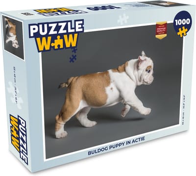 Puzzel Buldog puppy in actie - Legpuzzel - Puzzel 1000 stukjes volwassenen